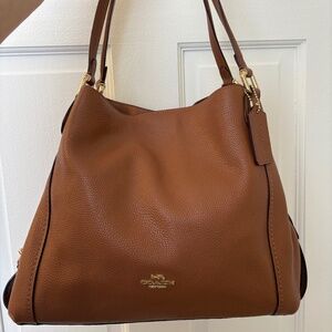 Coach Edie saddle brown pebbled leather shoulder bag